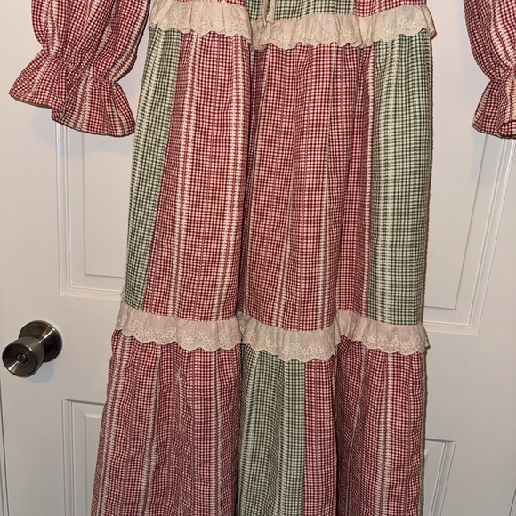 RareRaw Elegant Pink and Green Striped Cottage Dress - Picture 6 of 7